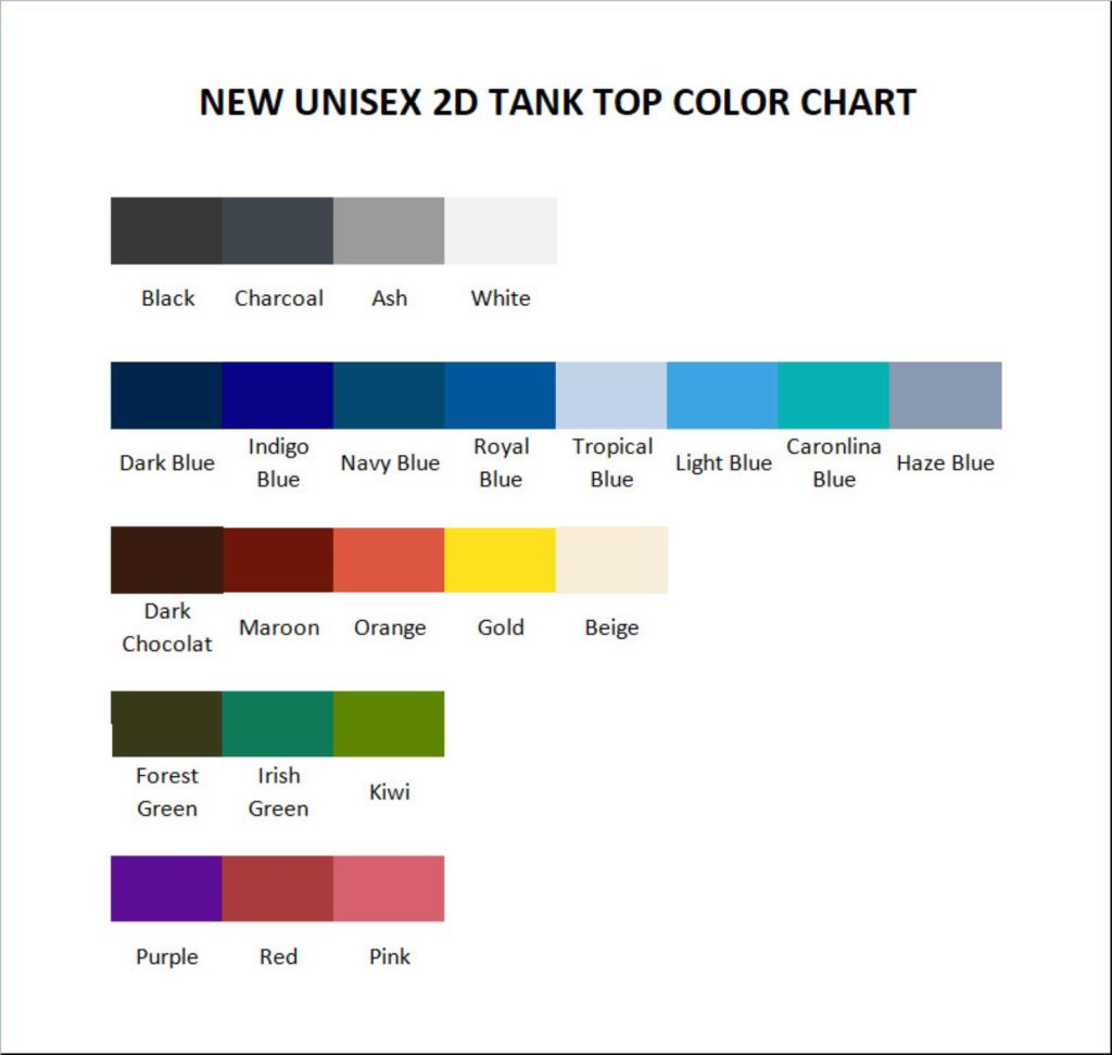 tank top color chart - Lainey Wilson Shop